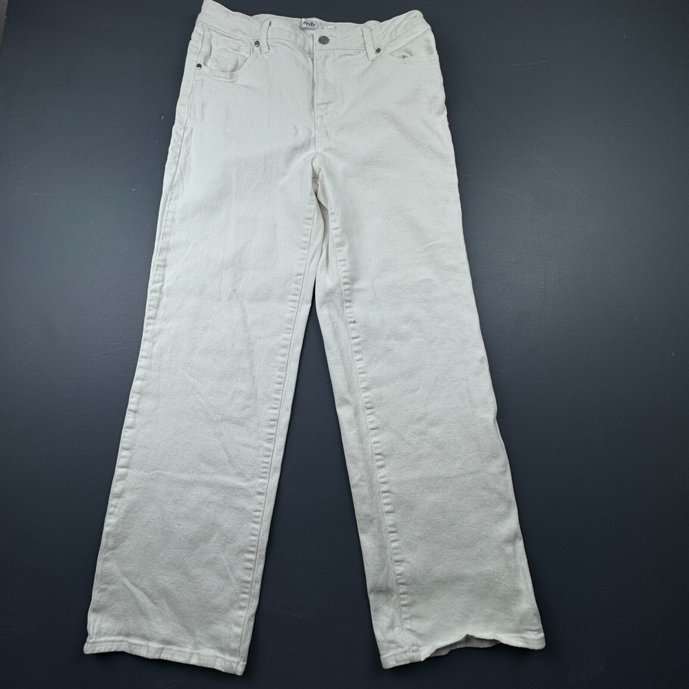 Redy Women's White High Rise Straight Jeans Size 8 Stretch Cotton Blend Denim